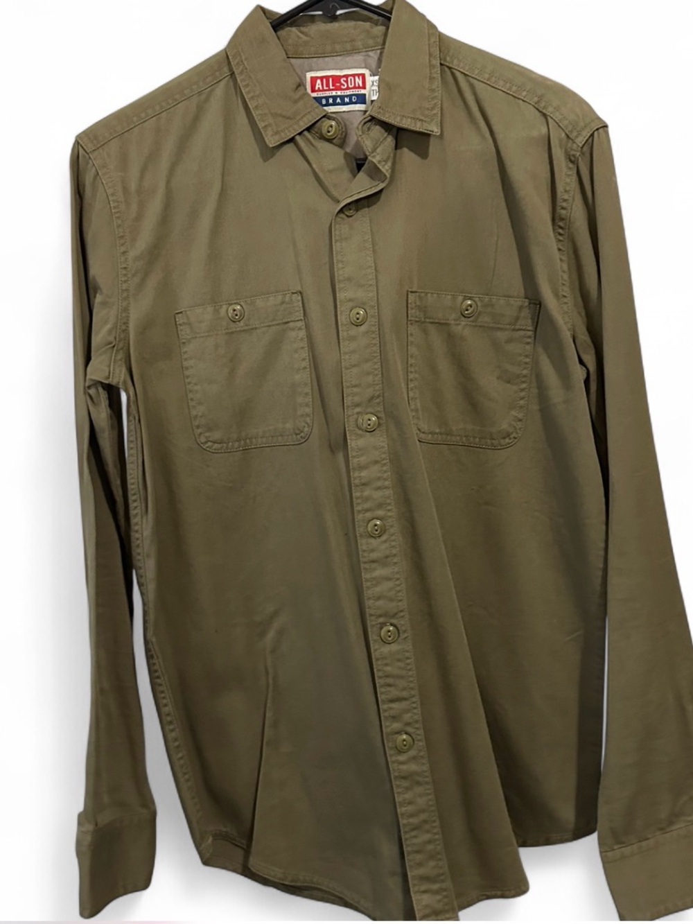 All-Son Olive Green Button-Up Shirt